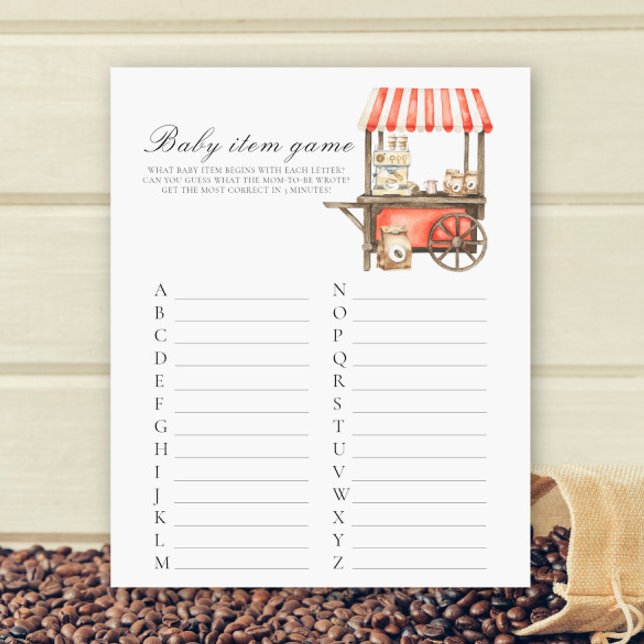 Papier Coffee baby shower Baby Item Game (Créateur téléchargé)