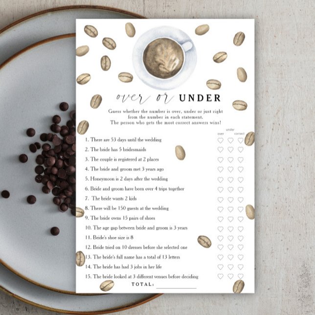 Papier Coffee nuptiale Douche sur ou sous le jeu (Créateur téléchargé)