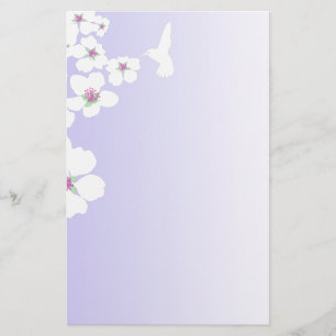 Papier Colibri et fleur sur violet