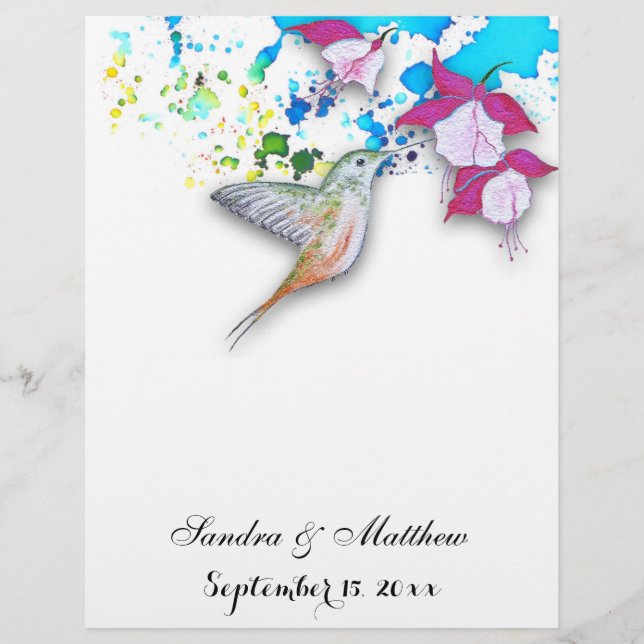 Papier Colibri et Mariage floral Fuchsia (Devant)