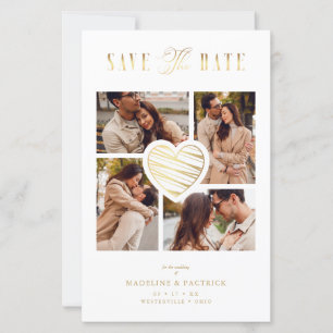Papier Collage blanc Mariage Gold Heart 4 Photos