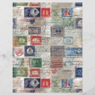 Papier Collage de timbres-poste de fantaisie 5