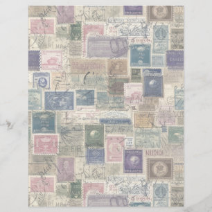 Papier Collage de timbres-poste de fantaisie faux 4