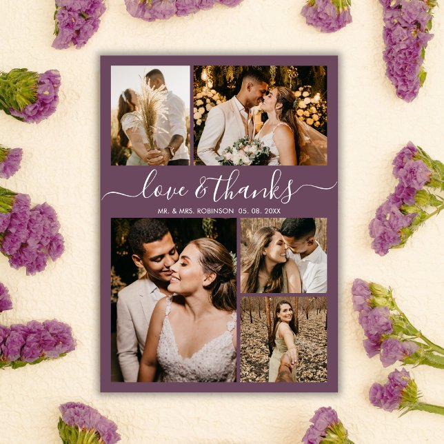 Papier Collage photo budget Mauve Mariage Merci circulair (Créateur téléchargé)