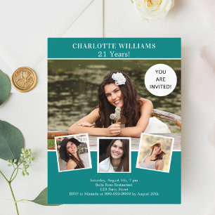 Papier Collage photo vert turquoise invitation anniversai