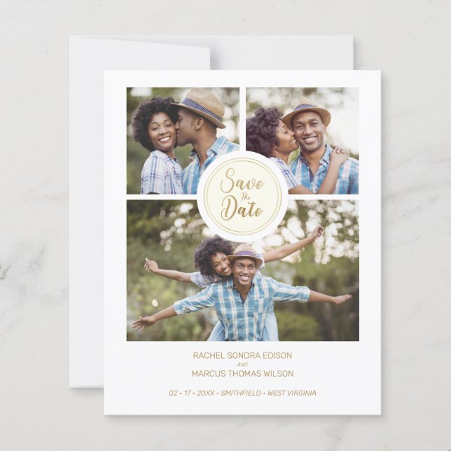 Papier Collage Trendy 3 Photos Instant Engagement Session (Devant)