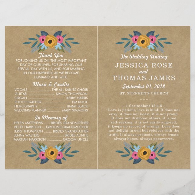 Papier Collection de Mariages de couronnes florales Kraft (Devant)
