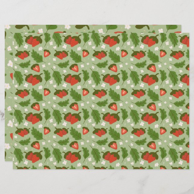 Papier Collection de Motifs de paniers de fruits - Fraise (Devant / Derrière)