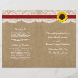 Papier Collection Kraft, dentelle et tournesol - Rouge