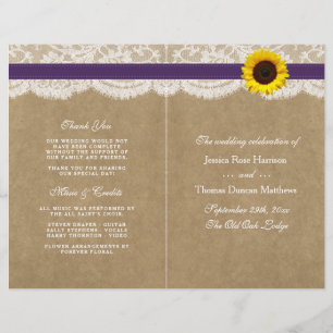 Papier Collection Kraft, dentelle et tournesol - violet