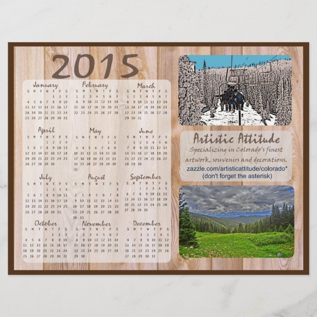 Papier Colorado calendrier annuel zazzle promo 2015 (Devant)