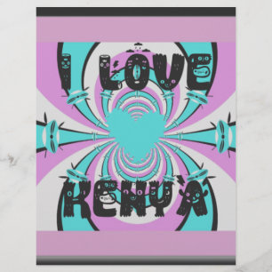 Papier Coloré Kenya Love : Purple Cyan White Funny