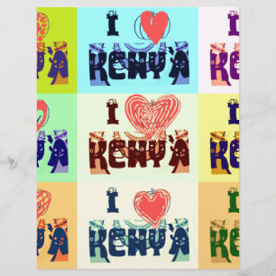 Papier Coloré Kenya Vibrant I Love Kenya Pop Art Vector