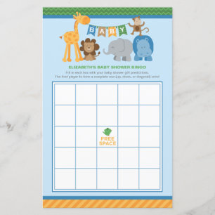 Papier Colorée Blue Jungle Animaux Baby Boy Douche Bingo