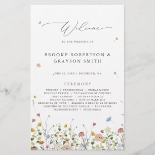 Papier Colorful Spring Fleur sauvage Meadow Wedding Progr