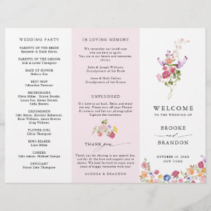 Papier Colorful Spring Fleur sauvage Meadow Wedding Progr