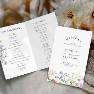 Papier Colorful Spring Fleur sauvage Meadow Wedding Progr