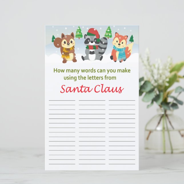 Papier Combien de mots pouvez-vous faire du Père Noël ? (Debout devant)
