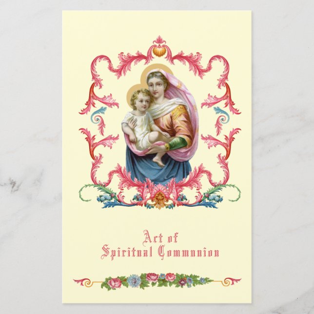 Papier Communion spirituelle religieuse catholique Marie  (Devant)