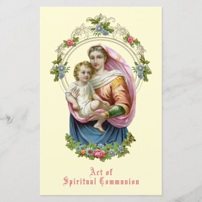 Papier Communion spirituelle religieuse catholique Marie  (Devant)