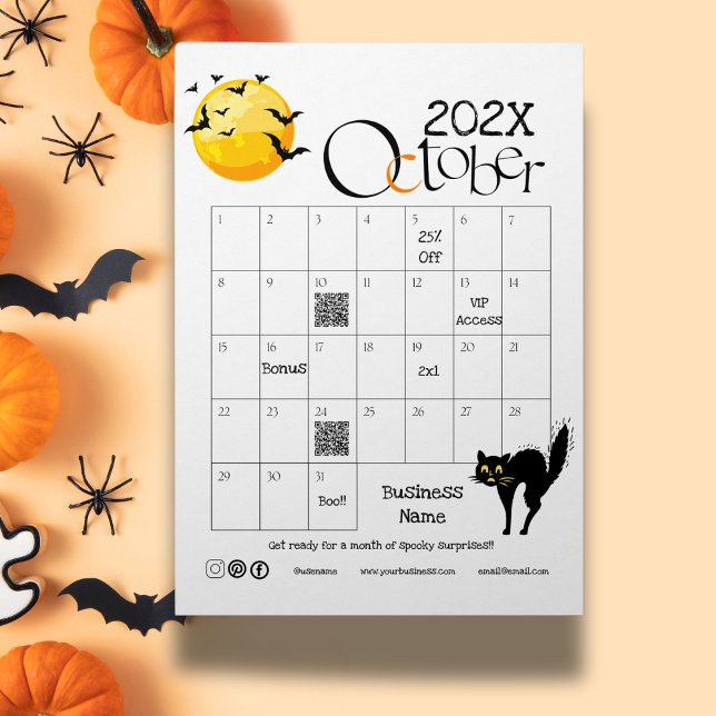 Papier Compte à rebours Halloween Calendrier de l'avent C (Halloween Countdown Advent Calendar Promotion Gift  Qr code link url web page business logo social)