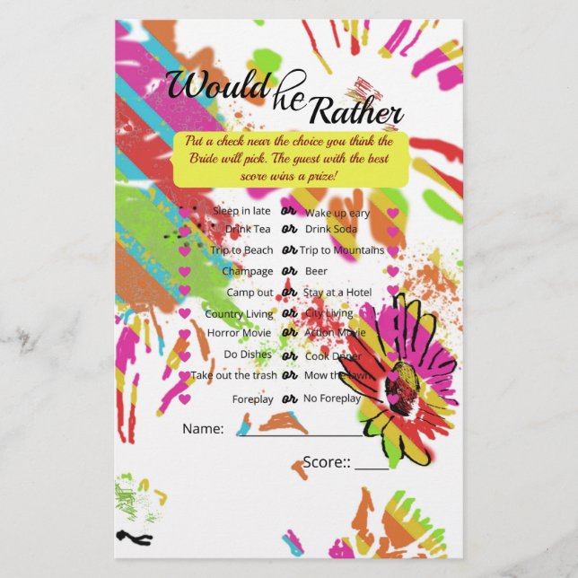 Papier Conception de la bande de marguerite arc-en-ciel (Devant)