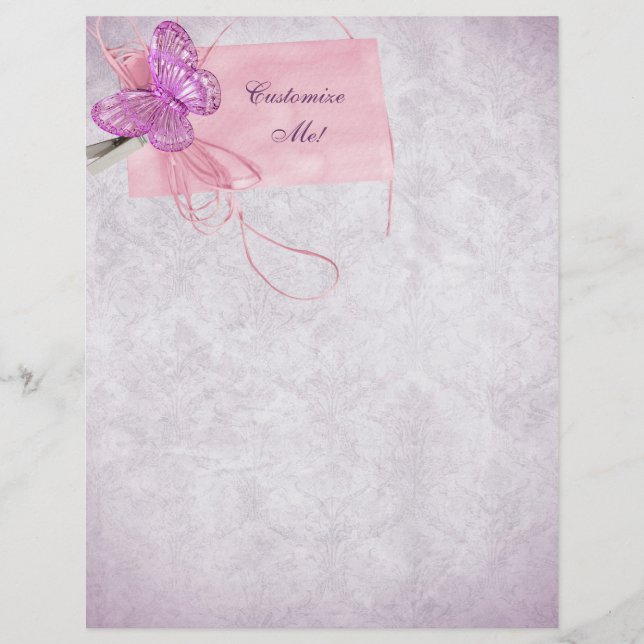 Papier Conception de papillon rose (Devant)