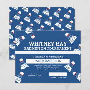 Papier Concours Badminton terrain bleu blanc