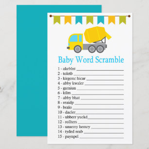 Papier Concret mixer Baby mot scramble jeu