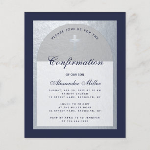 Papier Confirmation Budget Marine Blue Silver Invitation