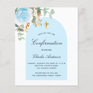 Papier Confirmation budgétaire eucalyptus bleu garçon flo