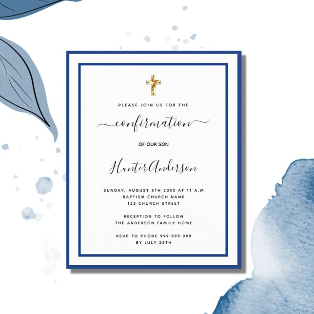 Papier Confirmation du budget invitation bleu bleu royal  (Créateur téléchargé)