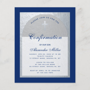 Papier Confirmation du budget Royal Blue Silver Invitatio