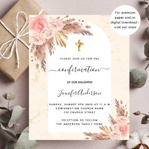 Papier Confirmation pampas rose marbre invitation budgéta