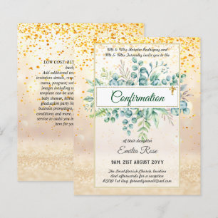 Papier CONFIRMATION VERDOYÈRE Invitation Moderne Double f