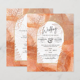 Papier Conflit d'automne moderne Terracotta Orange Leaf M