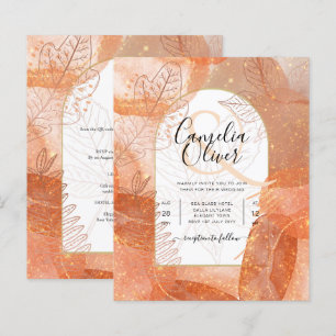 Papier Conflit d'automne moderne Terracotta Orange Leaf M
