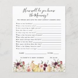 Papier Connais La Maman | Jeu Baby shower