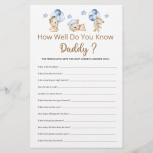 Papier Connais-Tu Bien Le Baby shower De Papa Boy ?