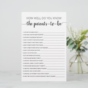 Papier Connaissez-vous bien le Baby shower des Parents à 