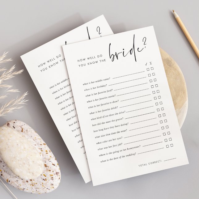 Papier Connaissez-Vous Bien Le Jeu De Fête des mariées De (Créateur téléchargé)