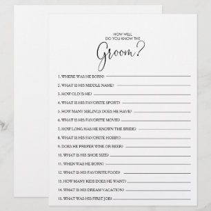 Papier Connaissez-vous bien le jeu de Fête des mariées Gr