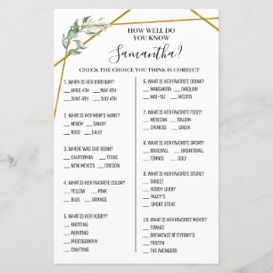 Papier Connaissez-vous bien les options de fiancée jeu de
