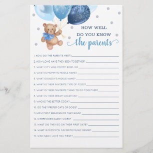 Papier Connaissez-Vous Bien Les Parents Jeu Teddy Bear