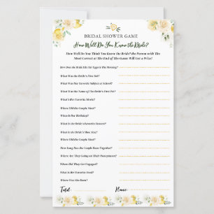 Papier Connaissez-vous la mariée Jeu de fête de mariage a