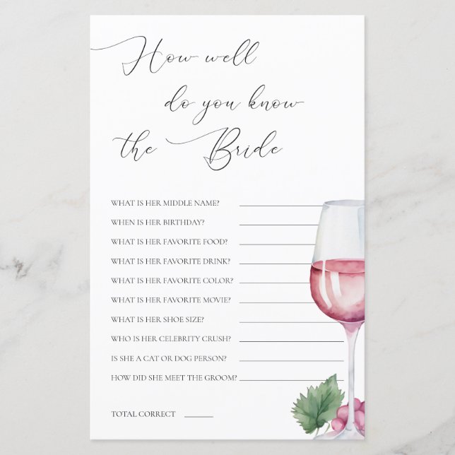 Papier Connaissez-vous la mariée Vino avant Vows Bridal G (Devant)