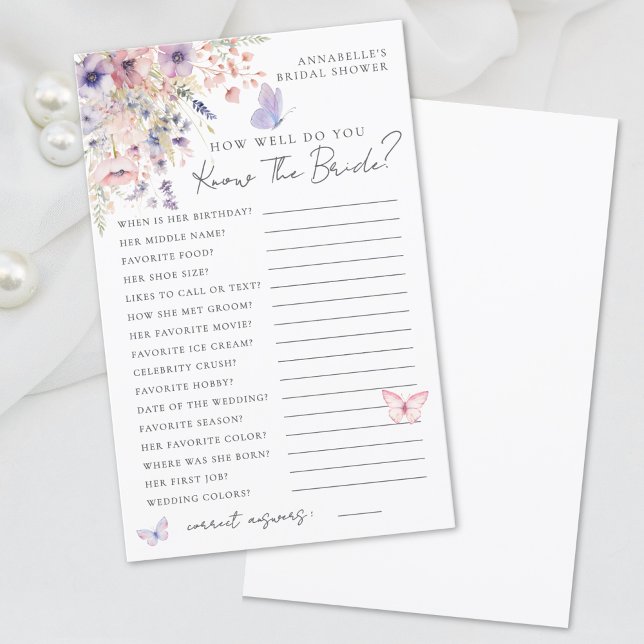 Papier Connaître La Fête des mariées Fleur sauvage De Pap (Know The Bride Butterfly Wildflower Bridal Shower)