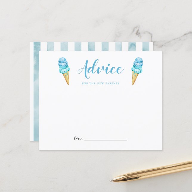 Papier Conseil à la crème glacée bleue pour les nouveaux  (Devant/Arrière en situation)