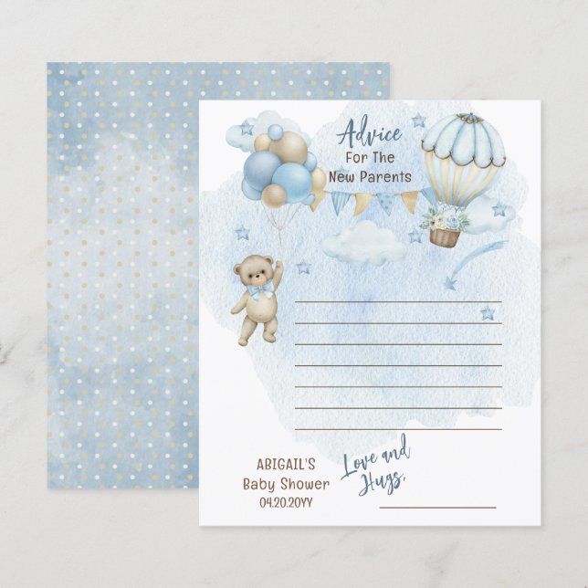 Papier Conseil Baby shower d'attente pour ours en peluche (Devant / Derrière)