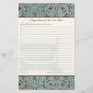 Papier Conseil baby shower pour New Mom - Blue Brown Dama